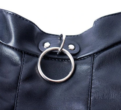 Leather SM Lingerie Straitjacket with Crotch Strap,Games Bondage Straight Jacket Harness,Slave Role Gimp Costumes BDSM Sextoys