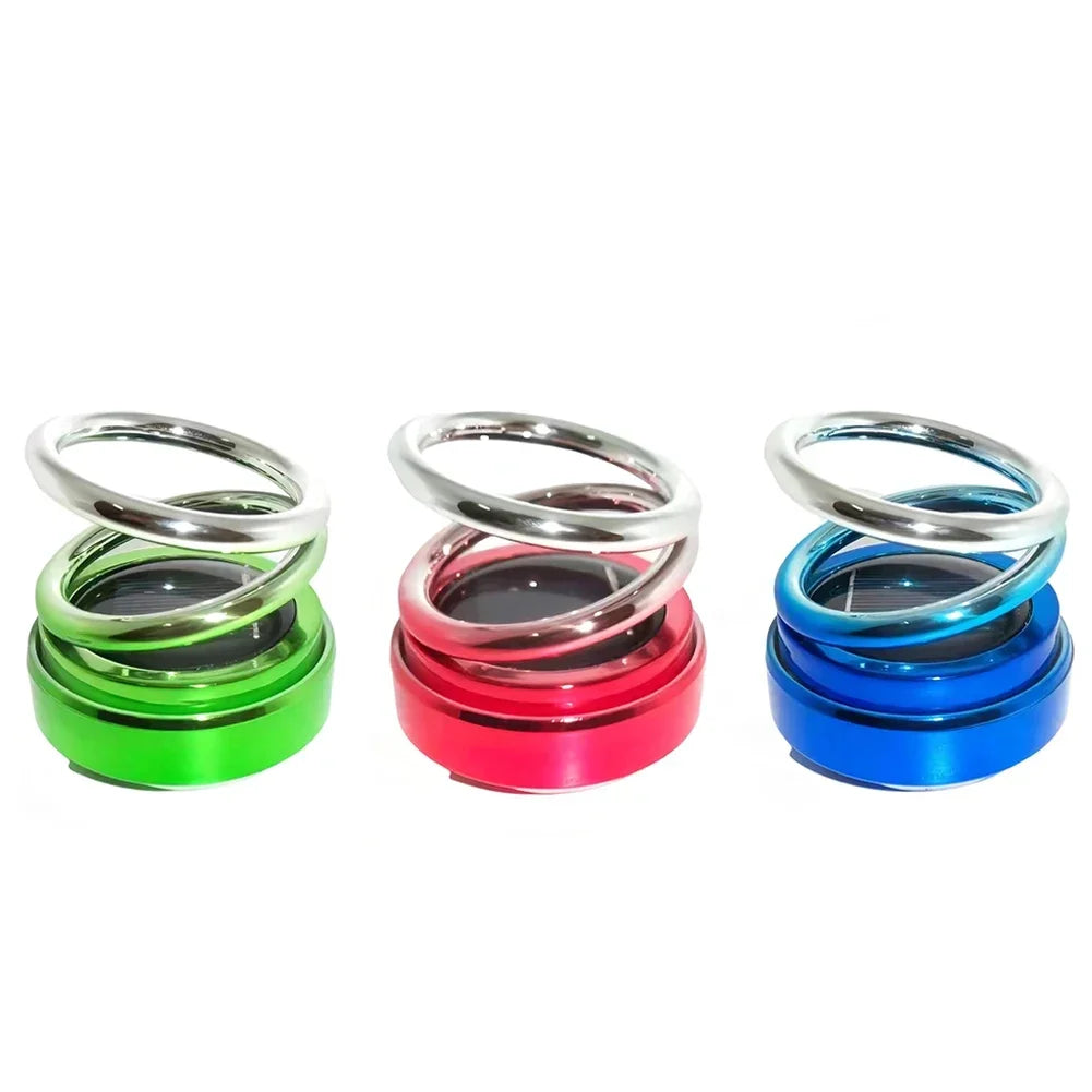 Solar Auto Aromatherapy Rotating Car Air Fresheners Car Decorations Aroma Double Ring Vehicle Diffuser Car Accessories Interior