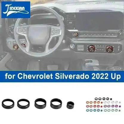 JIDIXIAN Car Center Console Knob Decoration Ring for Chevy Silverado 2022 2023 Up Central Control Knobs Cover Inner Accessories