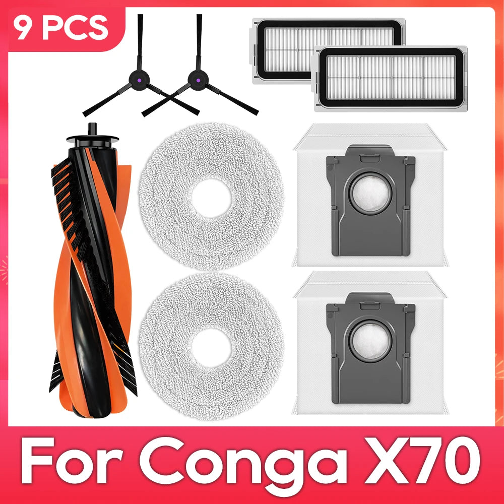 Fit For ( Conga X70 / Deerma X80 ) Replacement Parts Accessories Main Side Brush HEPA Filter Mop Pad Dust Bag