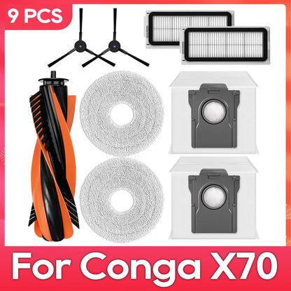Fit For ( Conga X70 / Deerma X80 ) Replacement Parts Accessories Main Side Brush HEPA Filter Mop Pad Dust Bag
