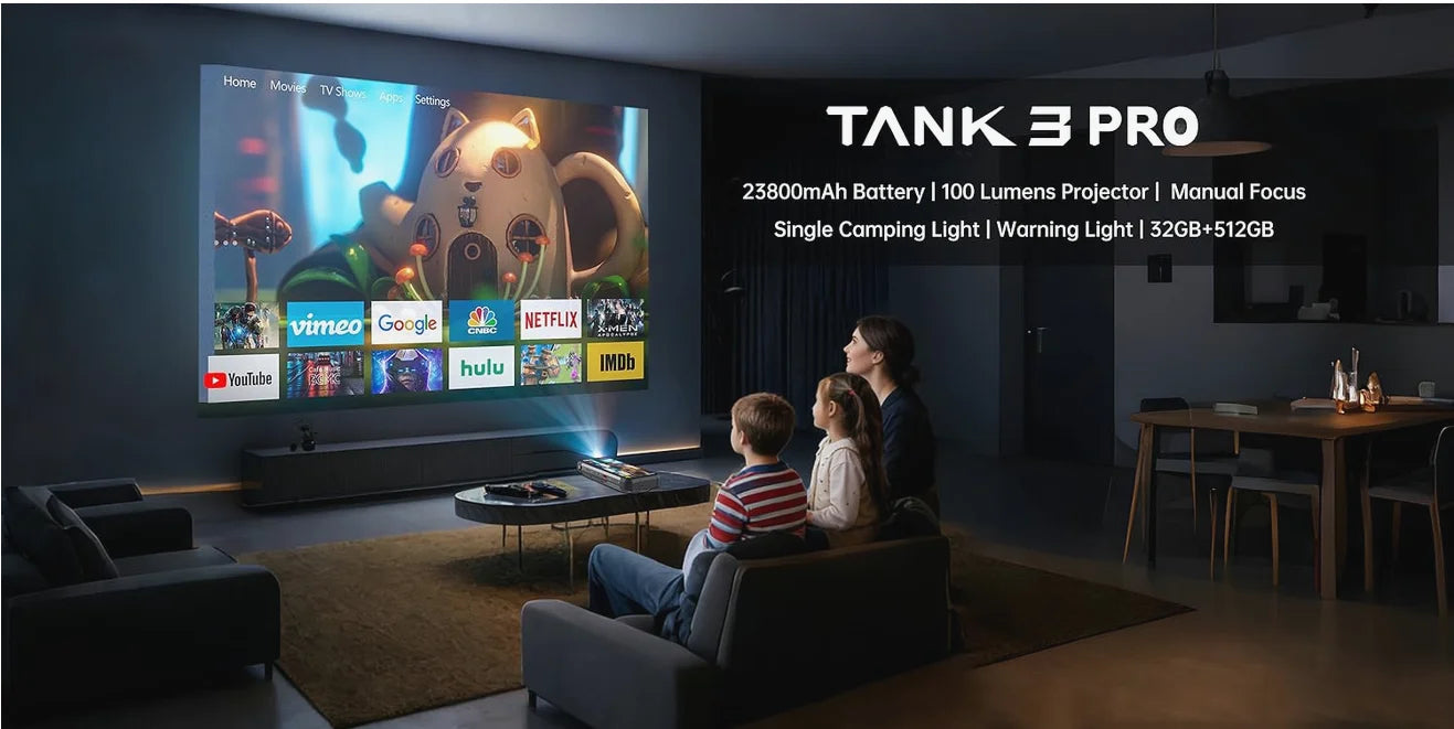 8849 Tank 3 Pro Unihertz Projector Rugged Smartphone 23800mAh 100Lumens 200MP Camera Android 15 Dimensity 8200 512G Outdoor IP68