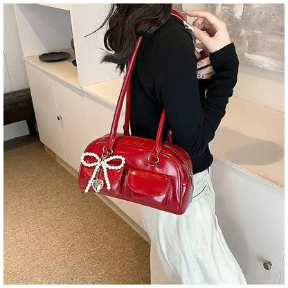 Fashionable Underarm Bow Bag for Women 2024 Korean Edition New Simple Leisure Pillow Bag Trendy Versatile Shoulder Bag