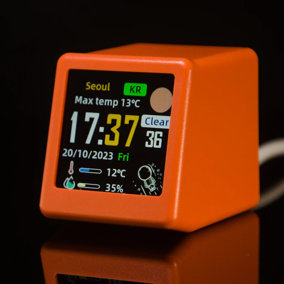 MINI Size Smart WIFI Weather Forecast Station Clock for Gaming Desktop Decoration. DIY Cute GIF Animations and Electronic Album
