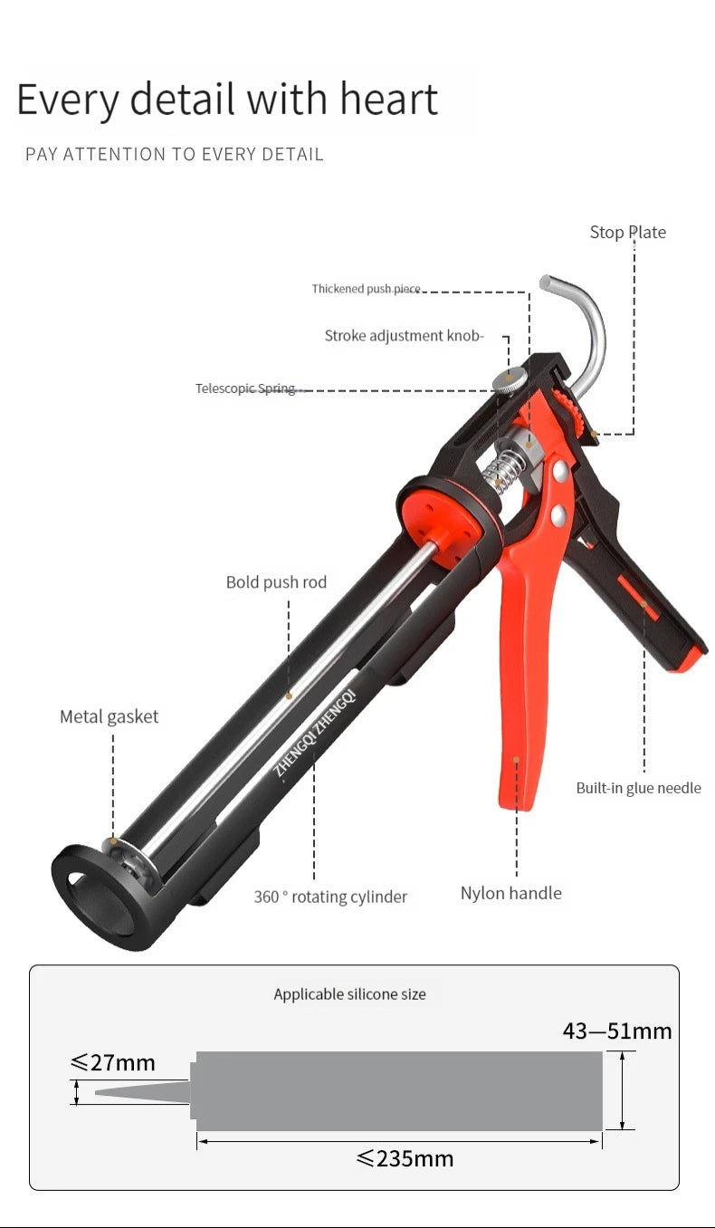 High Quality Glass Glue Gun Manual Universal 360 ° Rotatable Glue Gun Labor-saving Household Sealing Tool Structural Glue Gun