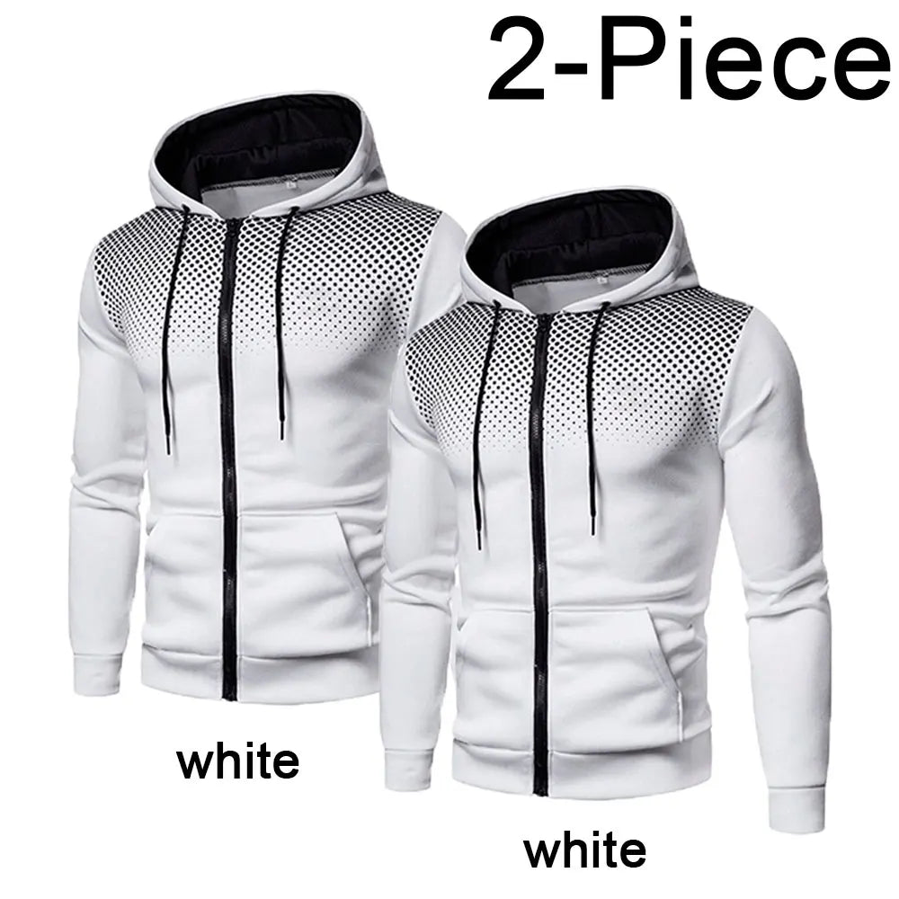 2023 Autumn and Winter New European and American Solid Color Fleece Sweater Pants Men's Casual Zipper Sports Hat Set