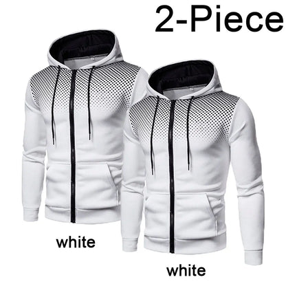 2023 Autumn and Winter New European and American Solid Color Fleece Sweater Pants Men's Casual Zipper Sports Hat Set