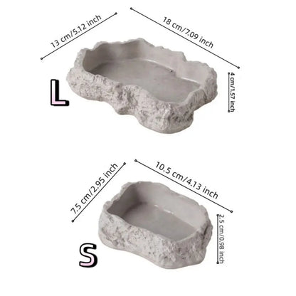 Anti-slip Climbing Pet Food Bowl Easy Clean Realistic Stone Reptile Drinking Water Feeding Tray Safe Durable Reptile Food Bowl