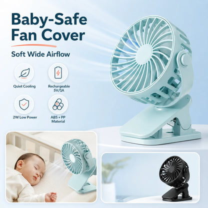 Rechargeable Fan 720° Rotating Hanging Clip Fan with Nightlight for Easy Portability Office Bedroom Dormitory Outdoor Small Fan