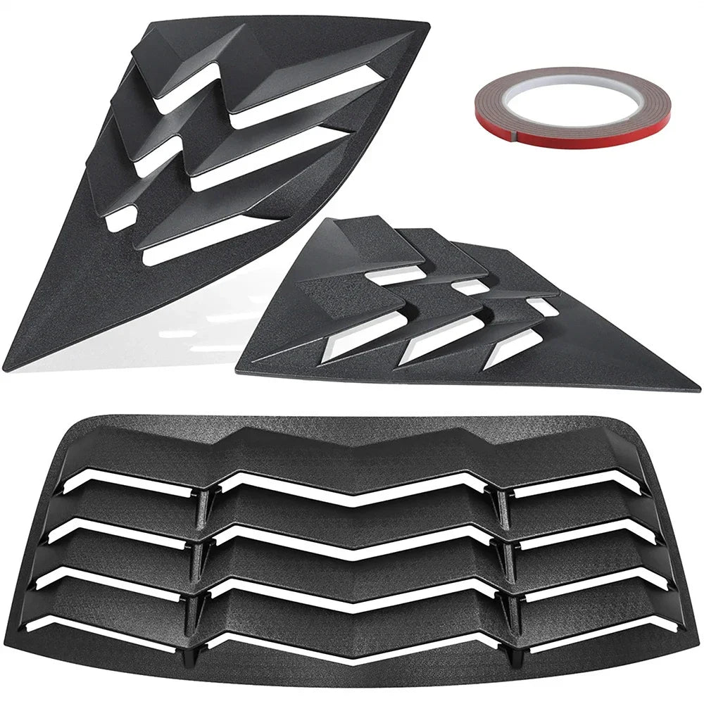 Rear+Side Window Louvers for Dodge Challenger 2008-2023 Windshield Sun Shade Cover Vent GT Lambo Style Custom ABS Matte Style