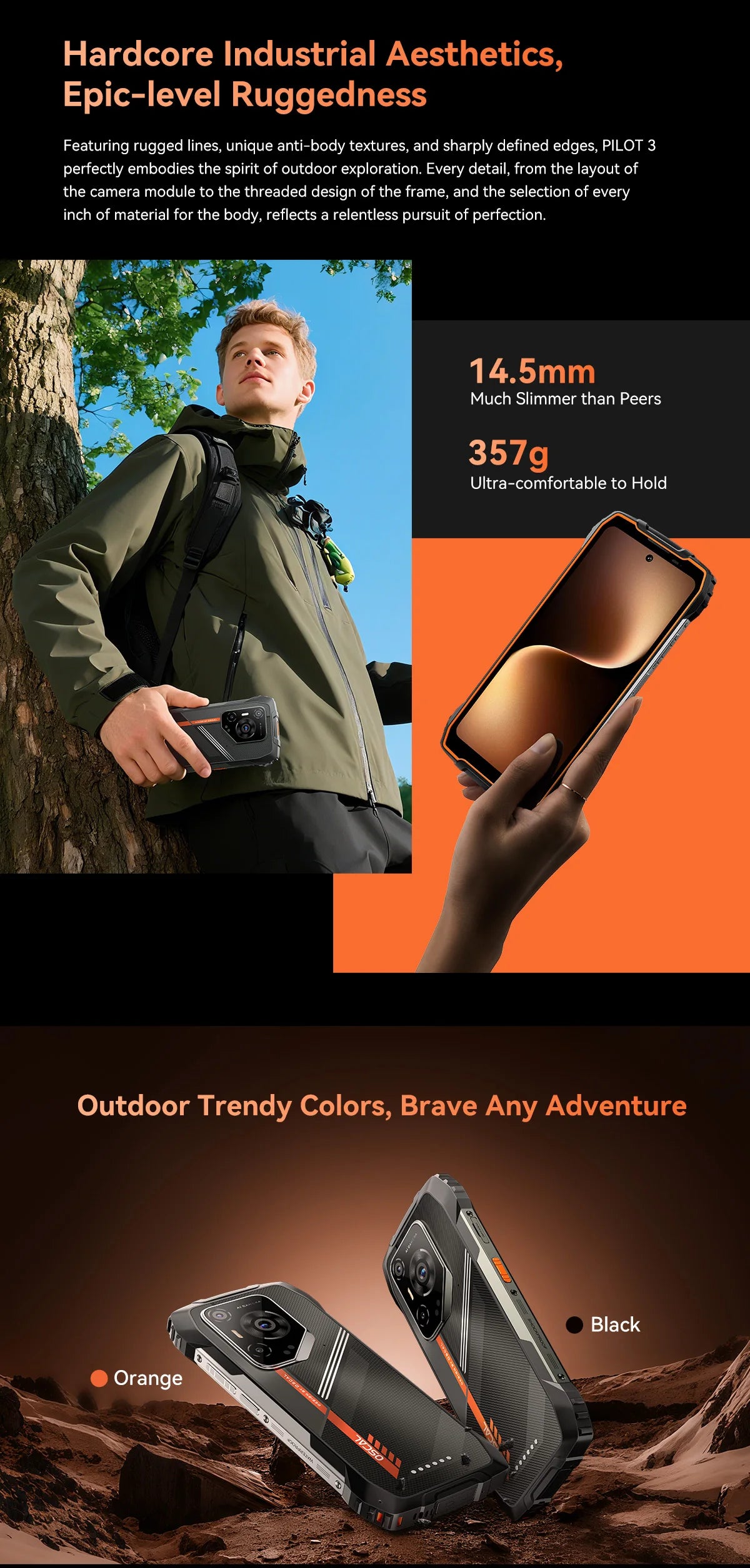 Blackview OSCAL PILOT 3 5G Mobile Phones AI Rugged Smartphone MTK 6300, 6.78' 2.4K Display 120Hz, 12GB 256GB, 7500mAh Phones