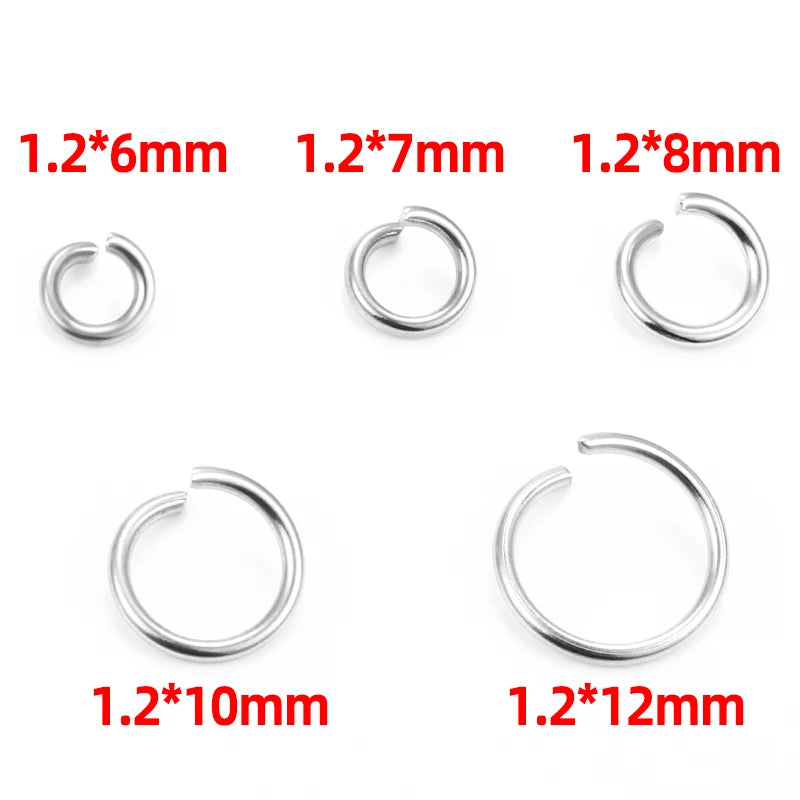 1.2mmThickness Open Jump Rings Width 6mm~12mm Stainless Steel Jewerly Making Supplies Accessorie DIY Necklace Connector Findings
