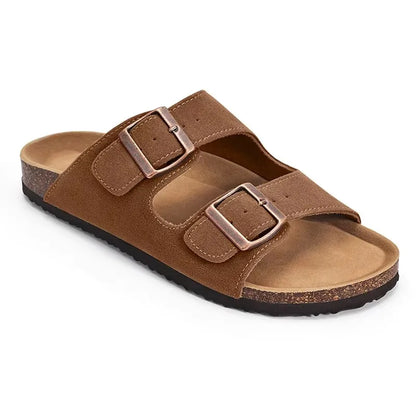 Shevalues Men's Suede Clogs Soft Leather Mules Men New Summer Men Cork Sandals Comfort Slip On Unisex Clogs With Arch Support