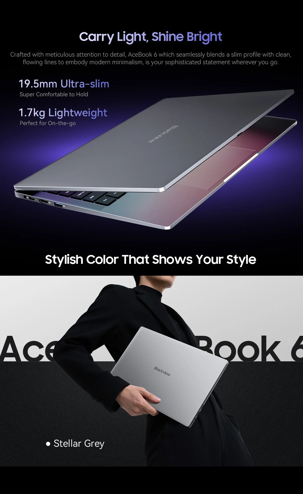 Blackview Acebook 6 Laptop, Laptops Computer for Business Student, Quad-Core N150,16GB DDR4 256GB SSD,15.6” FHD IPS TÜV Screen