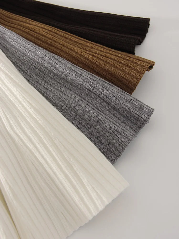 Autumn Knit White Mini Pleated Skirts For Women A Line Skirt Gray High Waist Women Knitted Pleated Short Skirts Korean Fashion