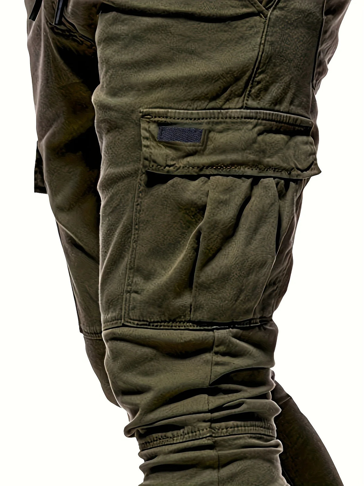 Men's drawstring loose multi pocket work pants, spring and autumn outdoor, men's work pants