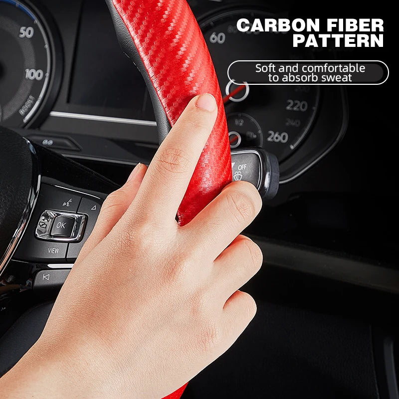 Universal Non-Slip Carbon Fiber Car Steering Cover Steering Wheel Booster Cover for Car Anti-skid Accessories