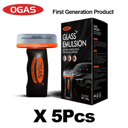 OGAS 2G Upg 100g Car Glass Oil Film Remover Emulsion with Built-in Brush Windshield Glass Cleaner Streak-Free Anti-Glare Clear