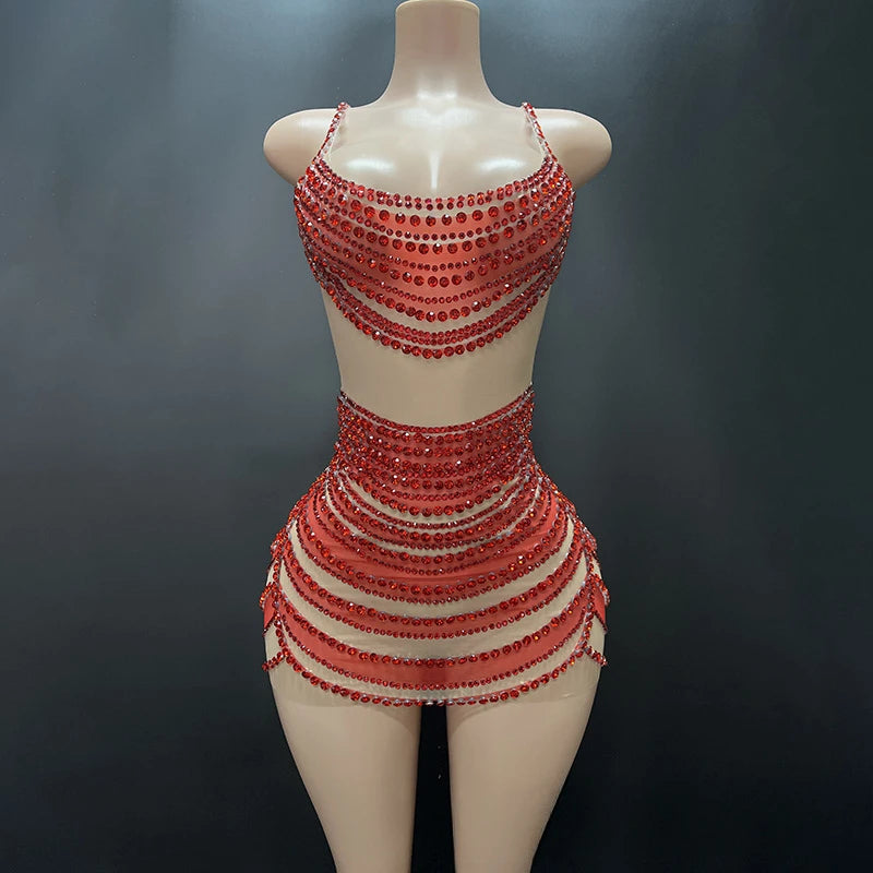 Thin Suspenders Fake Meat Mini Hip Skirt Bar Dance Dress Music Festival Singer Costume Party High-end Performance Dress Vestito