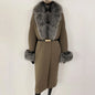Long Knitwear Coat Women Warm Belt Real Fox Fur Jacket Female 2024 New Autumn Winter Kintted Natural Fur Coat Women