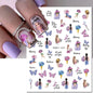 3d Nail Art Decals Elegant White RoyalBlue Roses Flowers Adhesive Sliders Nail Stickers Decoration For Nail Manicure