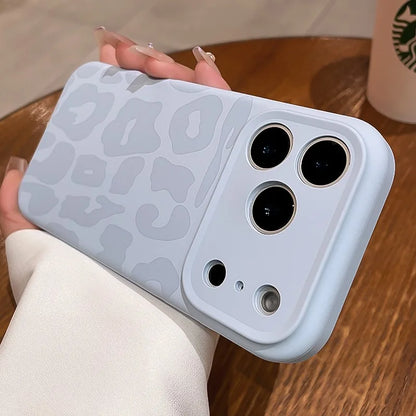 Leopard Pattern Liquid Silicone Case for iPhone 17 16 Pro Max Air 14 15 Plus 12 Camera Control Button Soft Shockproof Cover