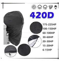 600D Boat Full Outboard Engine Cover Heavy Duty Silver Engine Motor Covers Protector For 6-225HP Waterproof