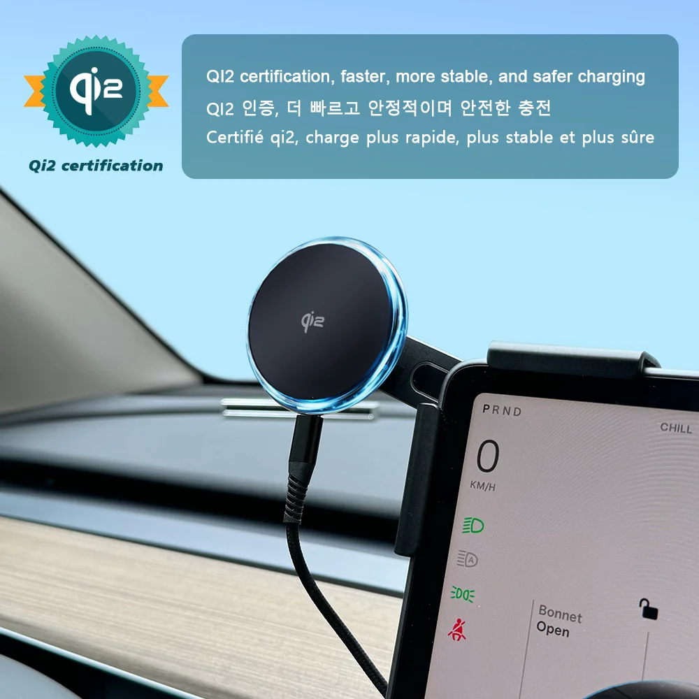 Car Phone Mount Holder 15W and 25W Qi2.2 Magnetic Wireless Charger Compatible with MagSafe for Tesla Model Y 3 JUNIPER 2026