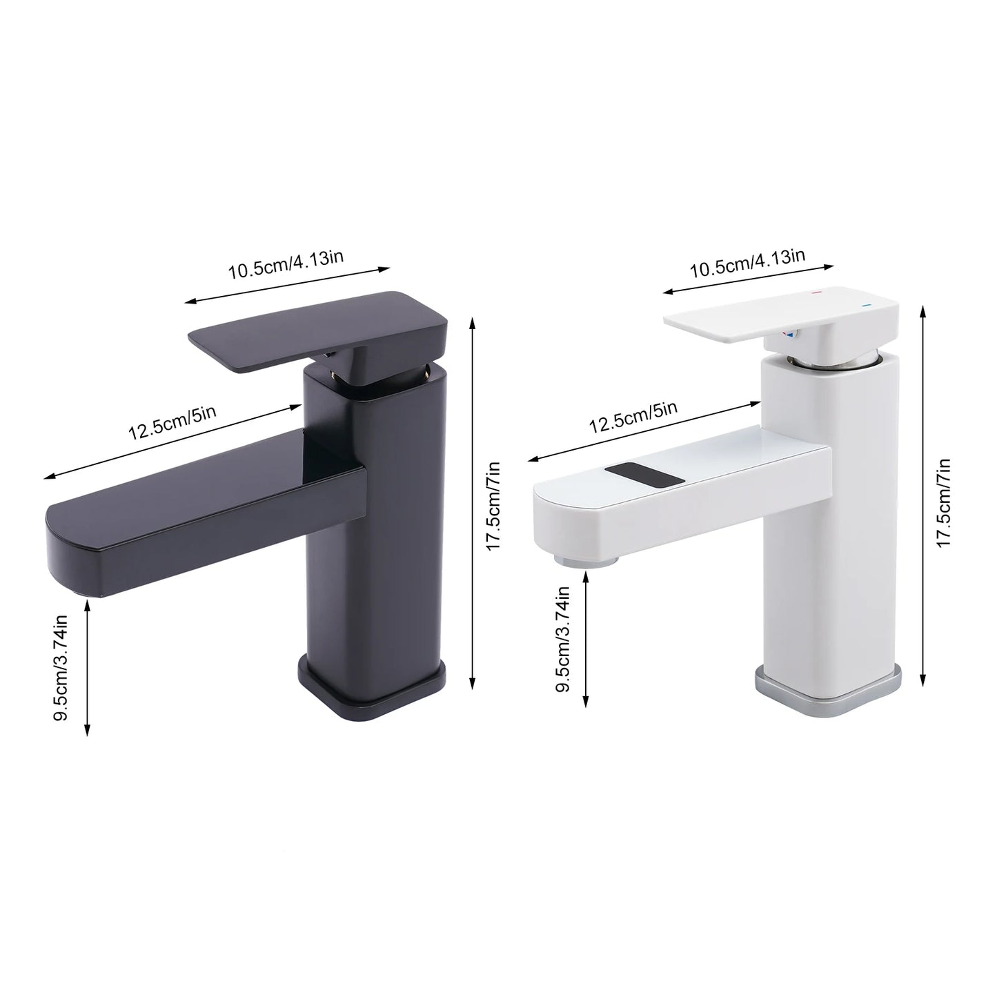 Black And White Washbasin Faucet, Bathroom Kitchen Single Pole Faucet With Digital Display Screen