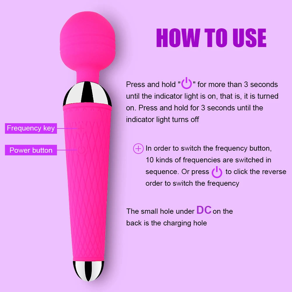 Powerful AV Vibrators for Women USB Recharge Magic Wand Massager Clitoris Stimulator Wellness Erotic Sex Toy Masturbator Product