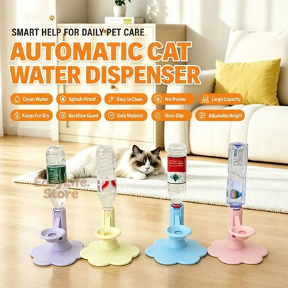 Automatic Cat Dog Water Dispenser No Electricity No Filter Adjustable Height Gravity Pet Water Fountain for Cats and Small Dogs