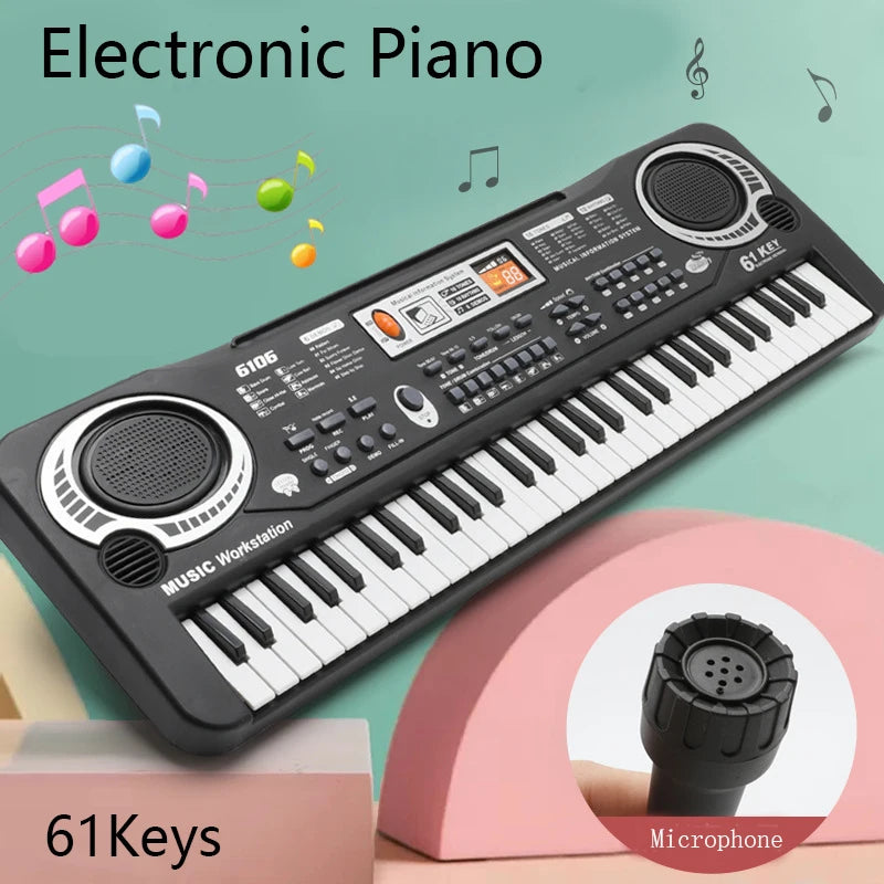 61-key Children's Electronic Piano Keyboard Portable Educational Toy Musical Instrument Organ With Mike Children's Beginner Gift