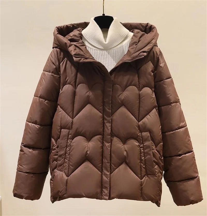 2025 New Style Korean Fashion Winter Jacket Short Down Bread Service Woman Snow Wear Puffer Coats Loose Warm Parkas Hooded Outwe