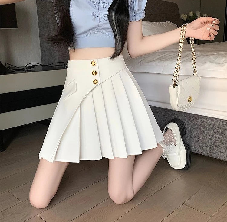Black Pleat Skirts for Woman White High Waist Pleated Mini Clothes Short Kawaii Cute Women's Skirt Aesthetic Cheap Summer 2025 V