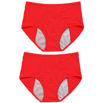 2pcs Women's Physiological Briefs Girl Menstrual Panties Ladies Period Leak Proof Panty Mid Waist Ice Silk Underwear