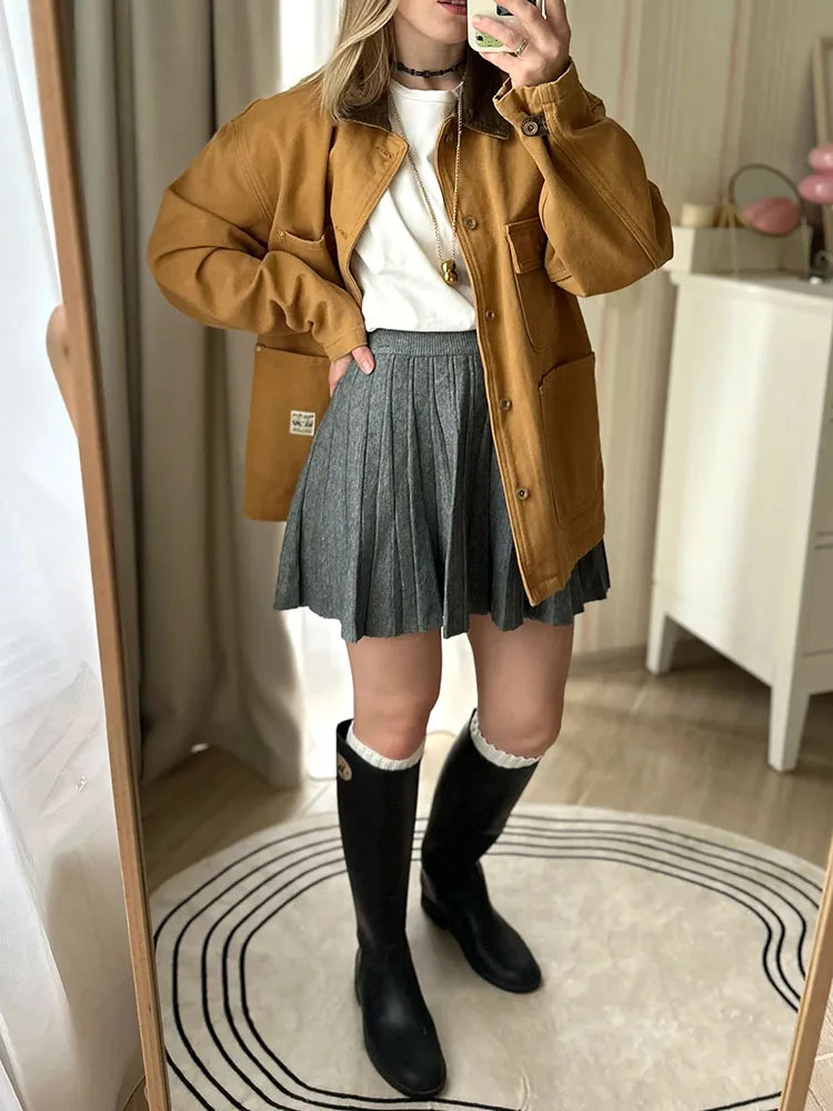 Autumn Knit White Mini Pleated Skirts For Women A Line Skirt Gray High Waist Women Knitted Pleated Short Skirts Korean Fashion