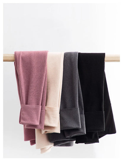 BIVIGAOS Women's Autumn Winter High Waist DE Velvet Leggings Thick Spontaneous Hot Warm Leggings Slim Elastic Leggings