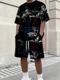 Hot Selling Men's Breathable Casual Short-Sleeved Shorts Set 3D Printed Outdoor Urban Street Top Shorts Casual Two-Piece Set
