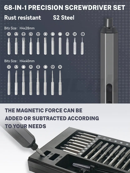 68 IN 1 Precision Electric Screwdriver Set 5 Levels Adjustable Comes Fill Light Professional Mobile Phone IPad Repair Tool