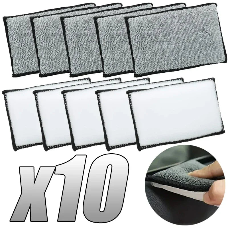 2-10Pcs Auto Detailing Tools Soft Double Side Microfiber Scrubbing Sponge Car Leather Cleaning Microfiber Towel Wax Sponge