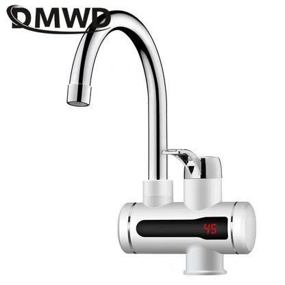 DMWD Electric Instant Hot Water Faucet Stainless Steel Water heater with LED Temperature Display Tankless Tap For Kitchen shower