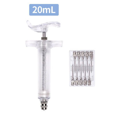 10/20/30/50ml Farm Animal Syringes Plastic Adjustable Dose Vaccine Injection with 10pcs needles Livestock Dispensing Tools