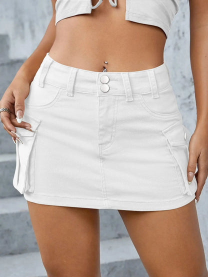 Streetwear Solid Color Cowboy Tight Skirts Women Fashion Pocket Design Sense Package Hip Slim Denim Mini Skirt Female Spring New