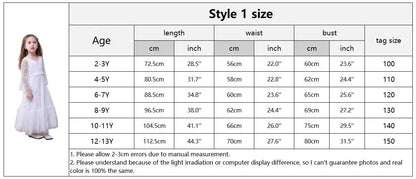 Kids Clothes White Lace Girls Full Sleeve Princess Dress Wedding Fancy Girl Long Dresses Elegant Evening Party Ball Gown 2 to 14