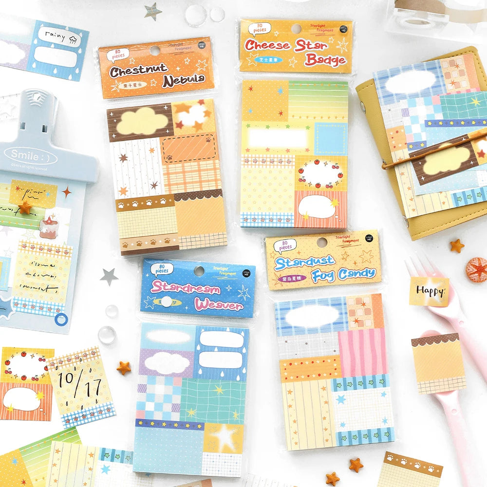 80sheets Starlight Fragment Series Kawaii Ins Message Notes DIY Scrapbooking Material Aesthetics Craft Paper