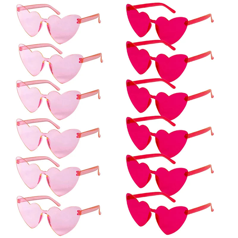 6/8/10/12pcs Wedding Bridal Shower Sunglasses Pink Red Heart Glasses Bride To Be Bridesmaid Gifts Bachelorette Hen Party Decors