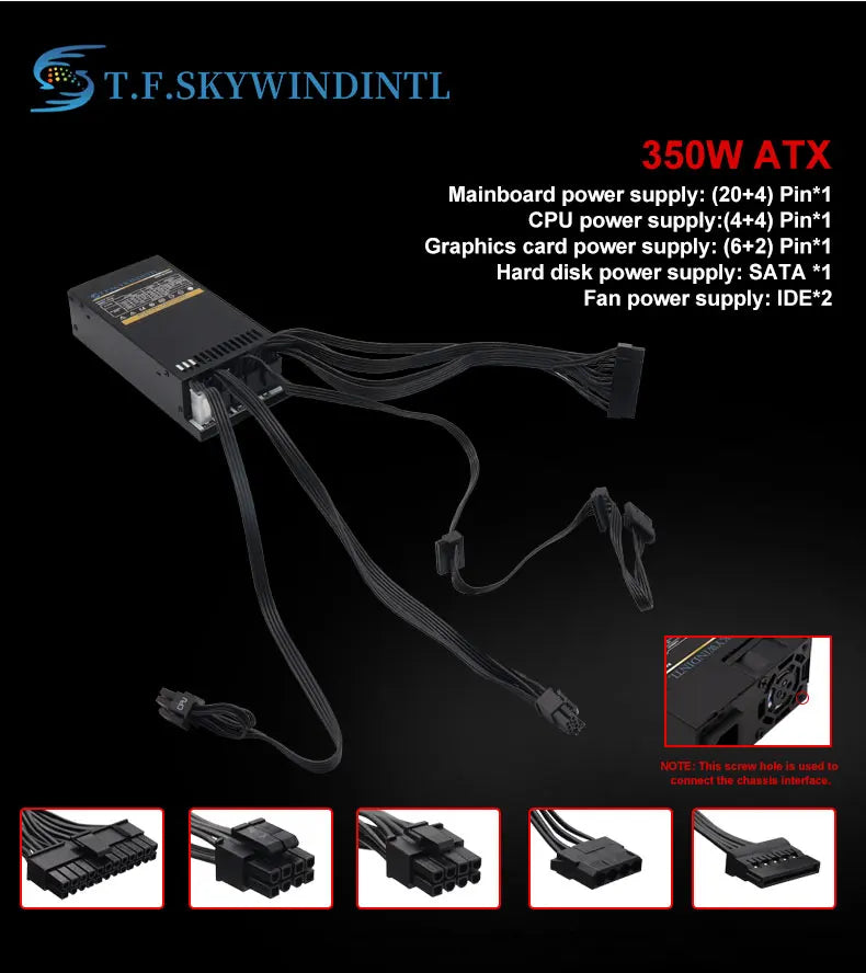 ONLY 220V Flex ATX 350W Power Supply Fully Modular PSU Full Voltage 220V AC Full Power for POS AIO System Desktop Gaming Power