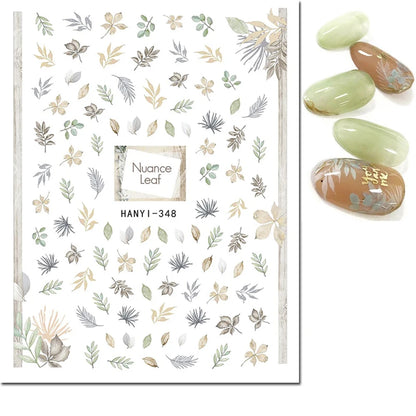 3d Nail Art Decals Watercolor Florals Purple Green Pink Flowers Leafs Fruit Adhesive Sliders Nail Stickers For Manicure