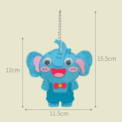5Pcs Kids DIY Sewing Toys Cartoon Animal Keychain Montessori Arts Crafts Handmade Needlework Kits Early Educational Girls Gifts