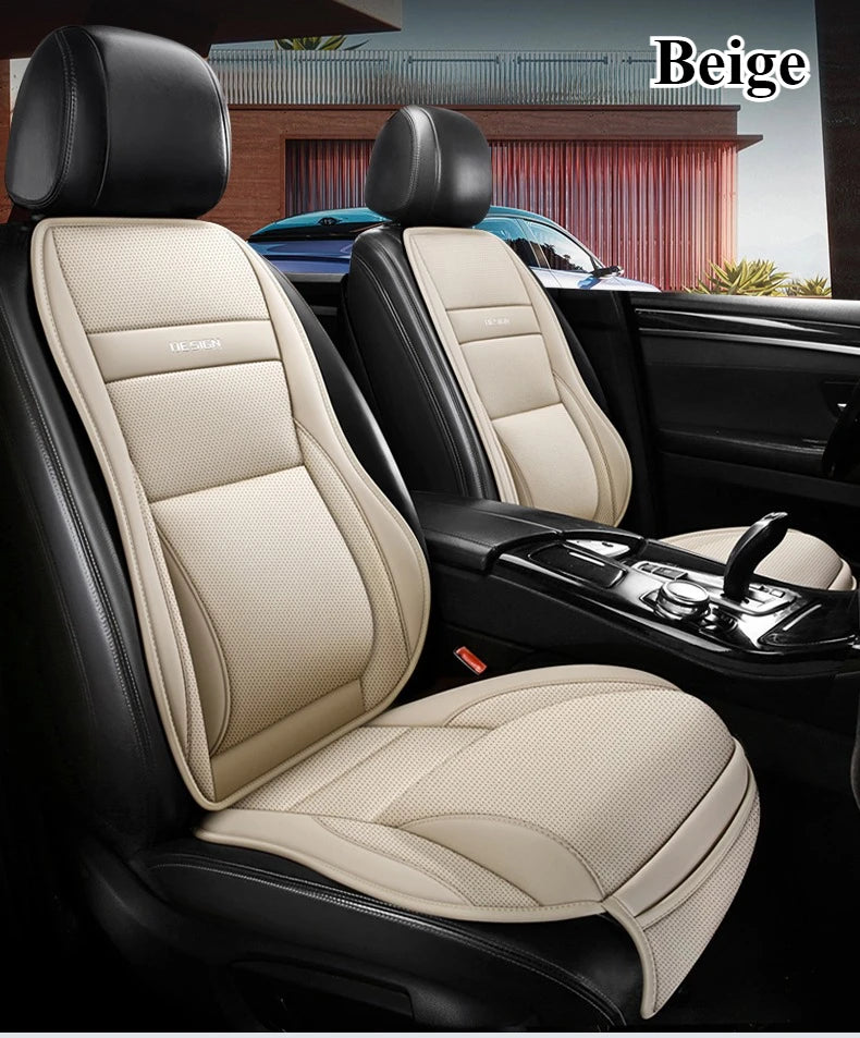 Ergonomic PU Leather Car Seat Cushion with Lumbar & leg Support Ventilated Design Storage Pockets Universal Fit for Most Cars